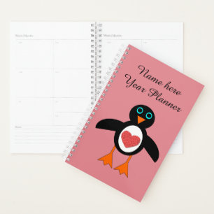 Cute Love Heart Penguin Custom Planner