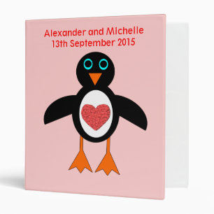 Cute Love Heart Penguin Custom Wedding Album Binder