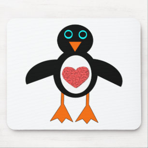 Cute Love Heart Penguin Mousepad