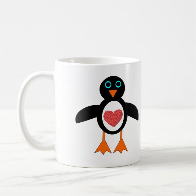 Cute Love Heart Penguin Mug (Left)