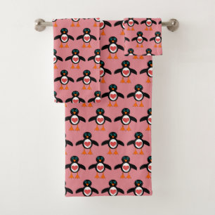 Cute Love Heart Penguin Serviettes à motifs