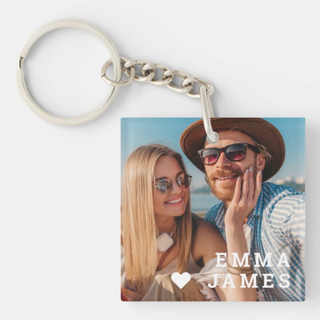 Cute Love Heart Photo Couples Personalized Names (Devant)