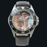 Cute Love Heart Photo Couples Personalized Names Watch<br><div class="desc">Cute Love Heart Photo Couples Personalized Names Watches features your favourite photo with a love heart and personalized with your names in modern white script. Personalize by editing the text in the text box provided and adding your own picture. Perfect gifts for couples, boyfriend, husband and more for birthday, Christmas,...</div>