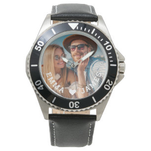Cute Love Heart Photo Couples Personalized Names Watch