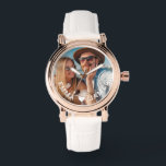 Cute Love Heart Photo Couples Personalized Names Watch<br><div class="desc">Cute Love Heart Photo Couples Personalized Names Watches features your favourite photo with a love heart and personalized with your names in modern white script. Personalize by editing the text in the text box provided and adding your own picture. Perfect gifts for couples, girlfriend, wife, sweetheart and more for birthday,...</div>