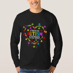 Cute Love Heart Proud Autism Stepdad Autism Awaren T-Shirt