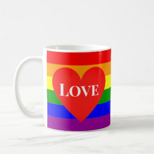 Cute Love Heart Rainbow Pride Flag LGBTQ Coffee Mug