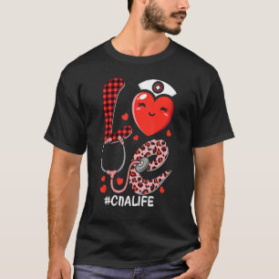 Cute Love Heart Stethoscope CNA Nurse Life Valenti T-Shirt