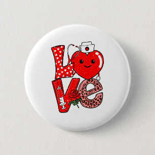 Cute Love Heart Stethoscope Phlebotomist Life Vale 2 Inch Round Button