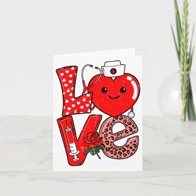Cute Love Heart Stethoscope Phlebotomist Life Vale Card (Front)