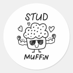 Cute Love Heart Stud Muffin Valentines Day Top  Classic Round Sticker