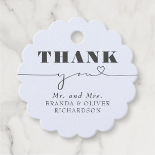 Cute Love Heart Text Wedding Thank You Favour Tags