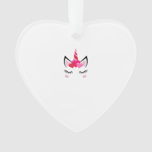 Cute Love Heart Unicorn Valentines Day Top T-Shirt Ornament
