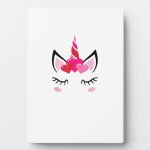 Cute Love Heart Unicorn Valentines Day Top T-Shirt Plaque