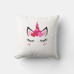 Cute Love Heart Unicorn Valentines Day Top T-Shirt Throw Pillow