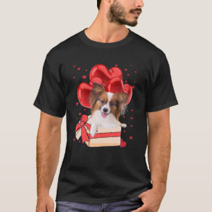 Cute Love Hearts Papillon Dog Valentines Puppy Lov T-Shirt