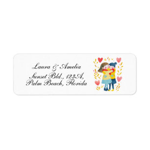 Cute Love & Hearts Women Couple Adresse de retour