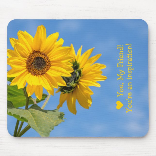 Cute Love Inspiration Sunflowers Upload Photo Text Mouse Pad (Front)