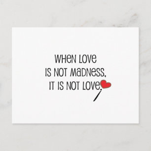 Cute, "Love is Madness" design Postcard