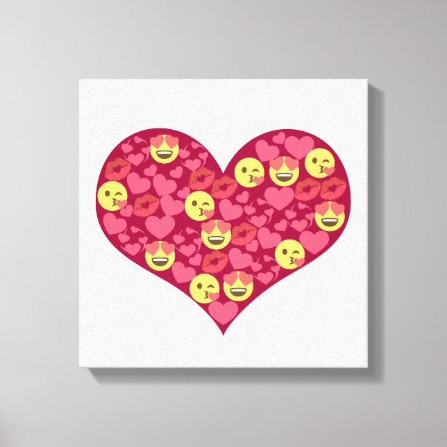 Cute Love Kiss Lips Emoji Heart Canvas Print (Front)