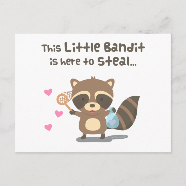 Cute Love Little Masked Bandit Raccoon Postcard (Front)