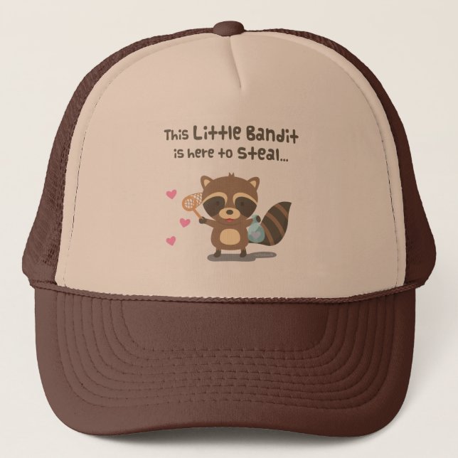 Cute Love Little Masked Bandit Raccoon Trucker Hat (Front)