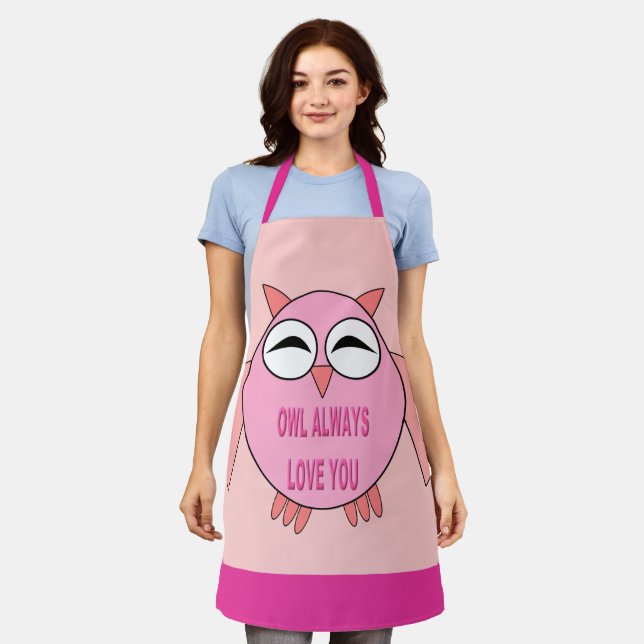 Cute Love Message Owl Apron (Worn)
