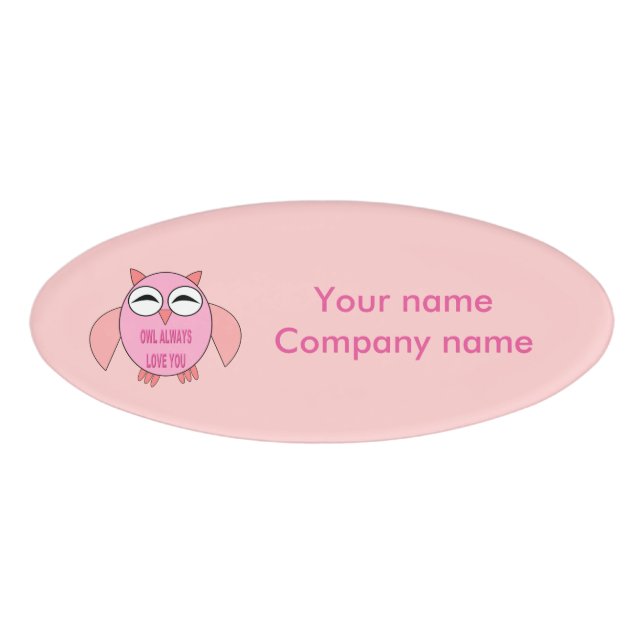 Cute Love Message Owl Custom Name Tag (Front)