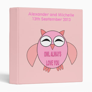 Cute Love Message Owl Custom Wedding Album Binder