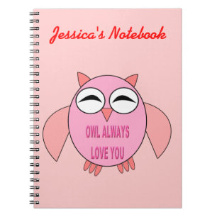 Cute Love Message Owl Customizable Notebook