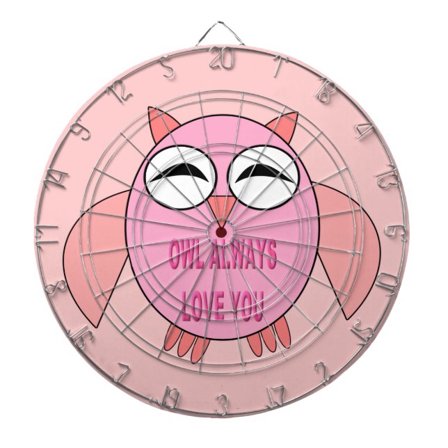 Cute Love Message Owl Dart Board (Front)