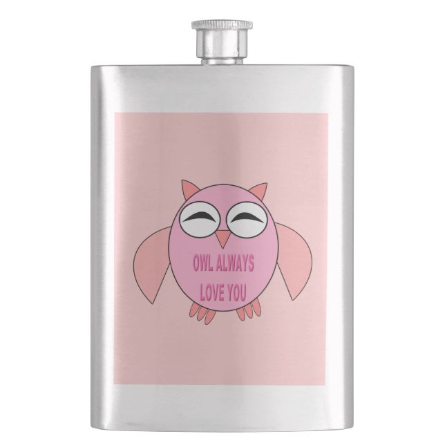 Cute Love Message Owl Flasks (Front)