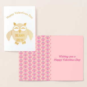 Cute Love Message Owl Foil Card