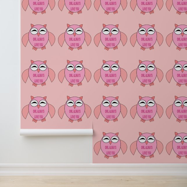 Cute Love Message Owl Patterned Wallpaper (Application)
