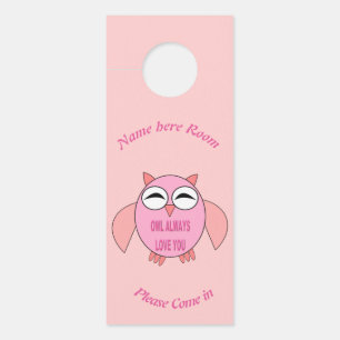 Cute Love Message Owl Personalized Door Hanger