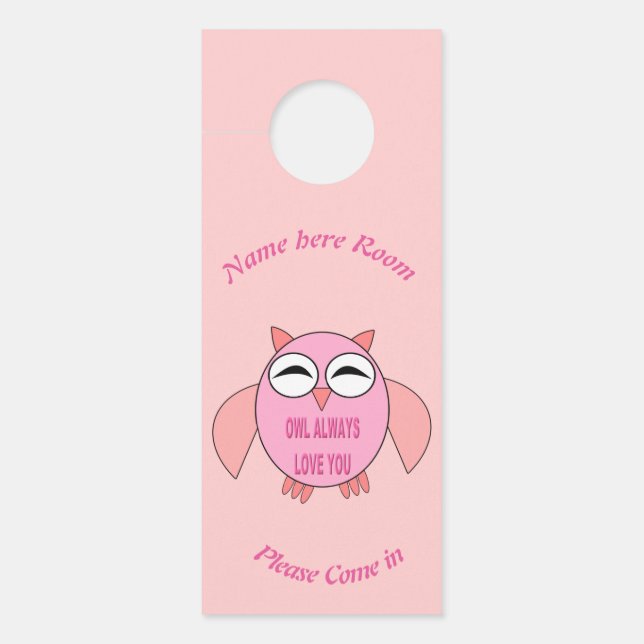 Cute Love Message Owl Personalized Door Hanger (Front)