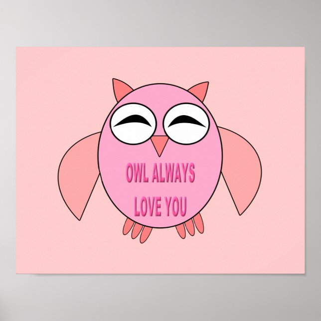 Cute Love Message Owl Poster (Front)