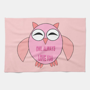 Cute Love Message Owl Serviette de cuisine