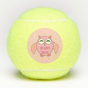 Cute Love Message Owl Tennis Balls