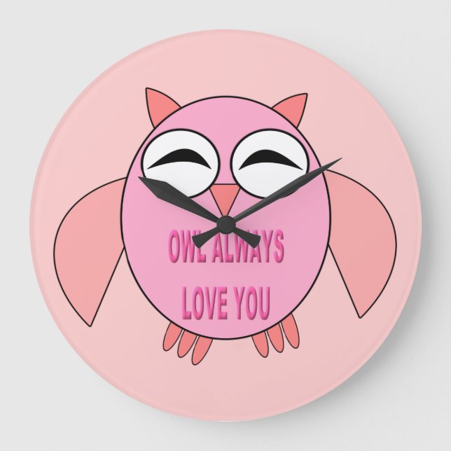 Cute Love Message Owl Wall Clock (Front)