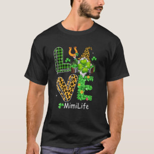 Cute Love Mimi Life Plaid Leopard Gnome St. Patric T-Shirt