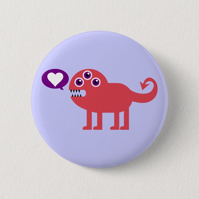 Cute Love Monster 2 Inch Round Button (Front)