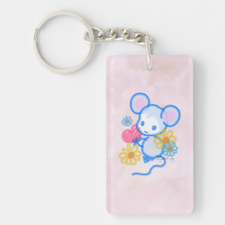 Cute Love Mouse With Heart Keychain