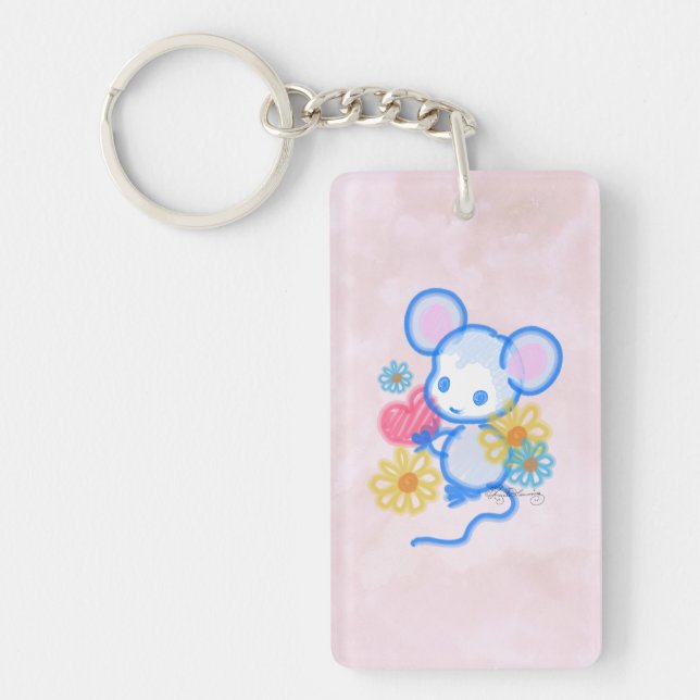 Cute Love Mouse With Heart Keychain (Front)