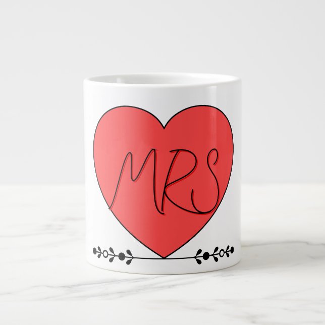 Cute Love MRS Large Coffee Mug (Front)