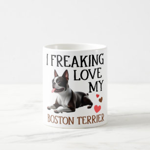 Cute Love My Boston Terrier Dog Coffee Mug