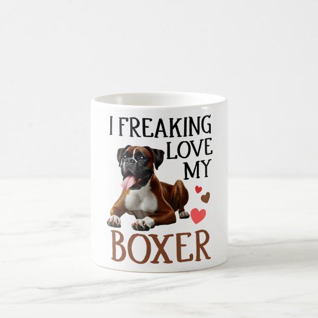 Cute Love My Boxer Dog Coffee Mug (Center)