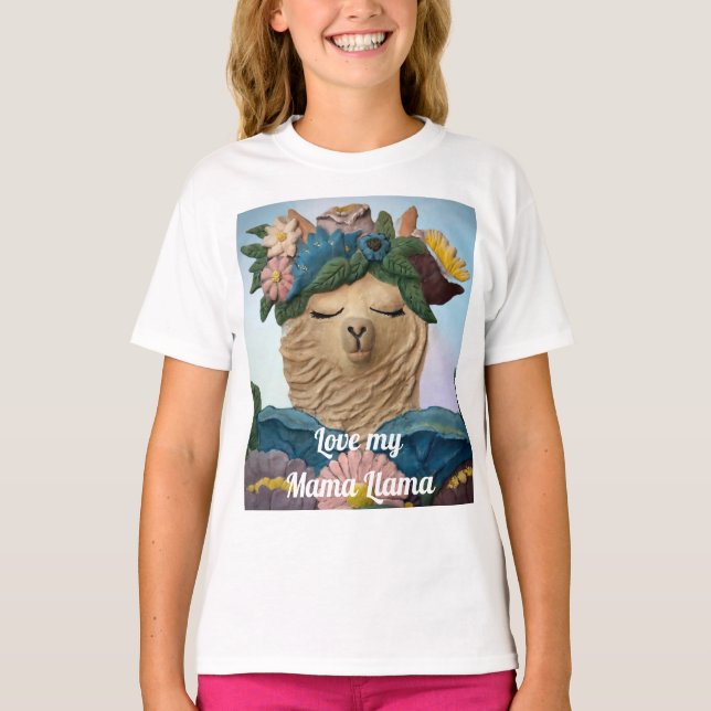 Cute Love my Mama Llama tee for kids (Front)