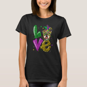 Cute LOVE Old English Bulldog Dog Mask Plaid Leopa T-Shirt
