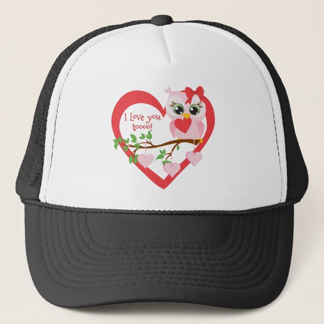 Cute Love Owl Trucker Hat (Front)